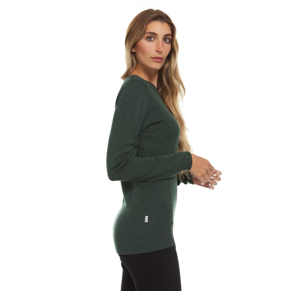 Midweight Women's Wool Crew Top - 100% Merino Wool