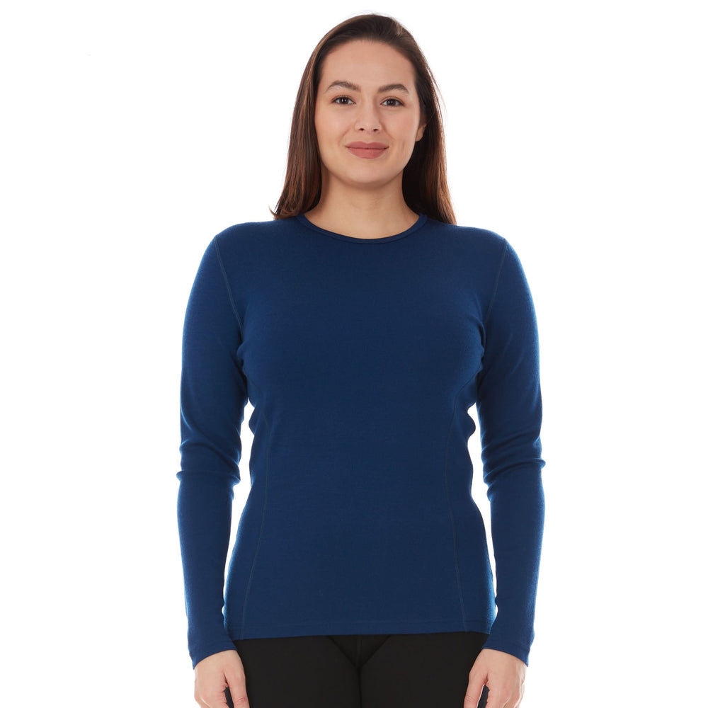 Midweight Women's Wool Crew Top - 100% Merino Wool