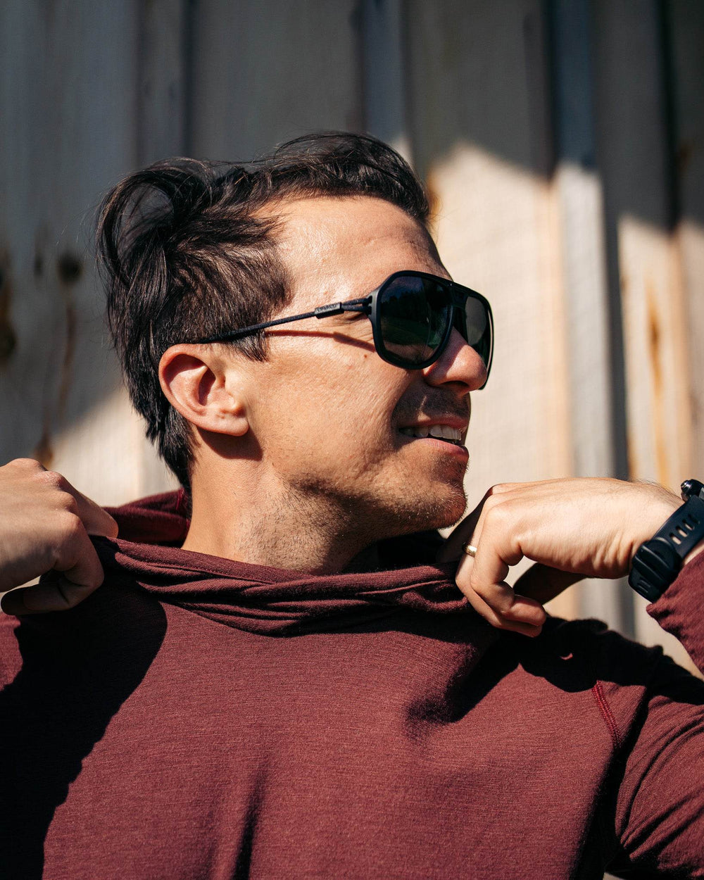 All Season Merino Wool Hoodie - Brick Red