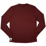 Every-Season Long Sleeve Merino Wool Pocket Tee - Brick Red