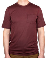 Every-Season Short Sleeve Merino Wool Pocket Tee - Brick Red