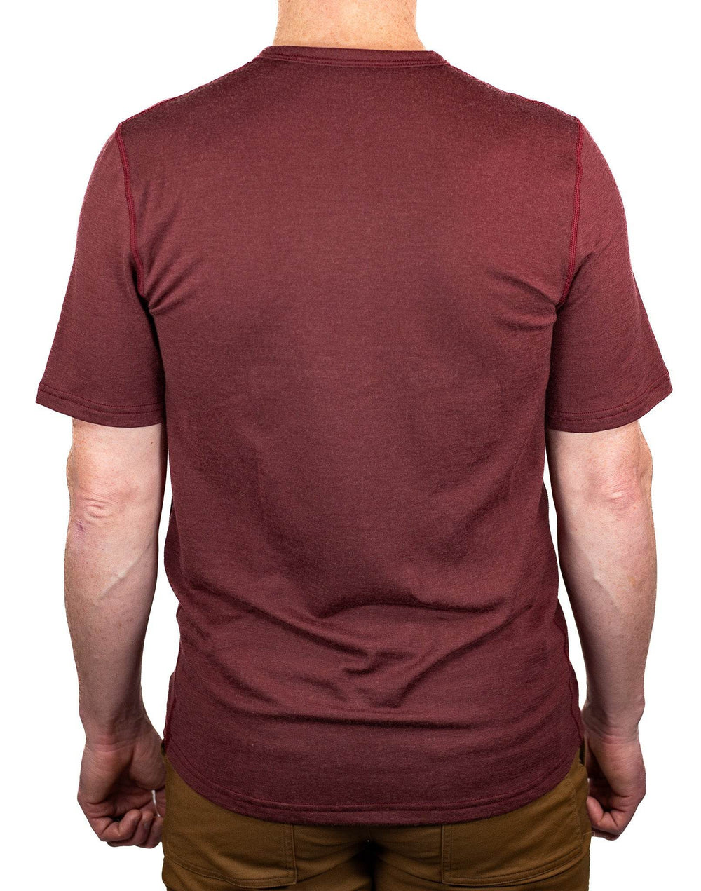 Every-Season Short Sleeve Merino Wool Pocket Tee - Brick Red