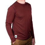 Every-Season Long Sleeve Merino Wool Pocket Tee - Brick Red