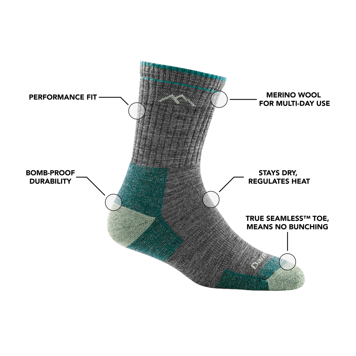 Darn Tough- Women's Hiker Micro Crew Midweight Hiking Sock With Cushion