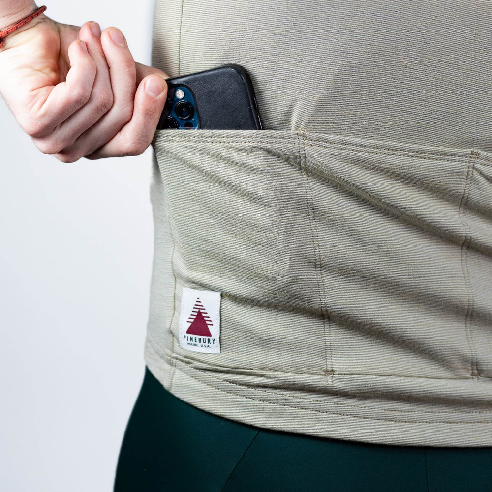 Summer Wool Short Sleeve Cycling Jersey - Khaki