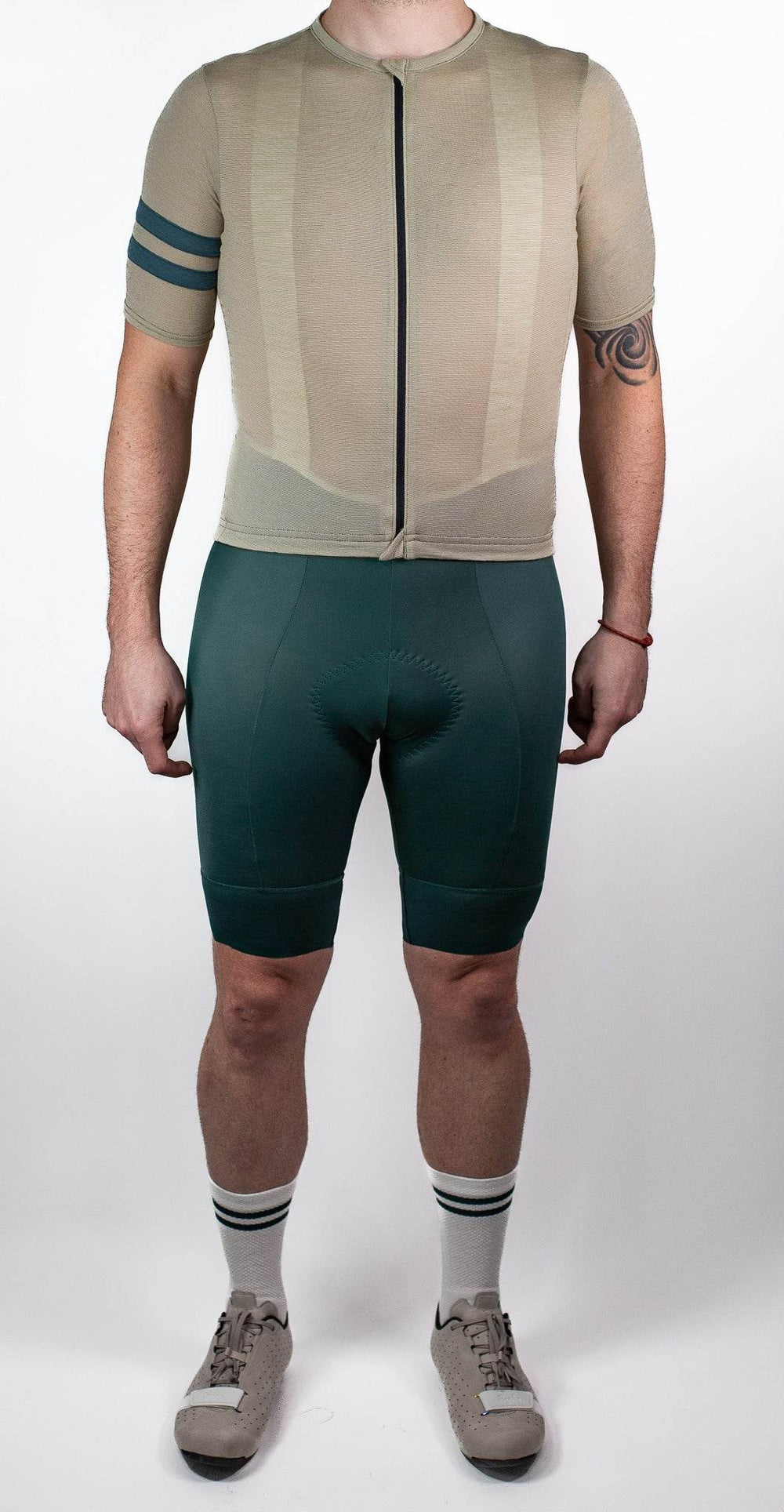 Summer Wool Short Sleeve Cycling Jersey - Khaki