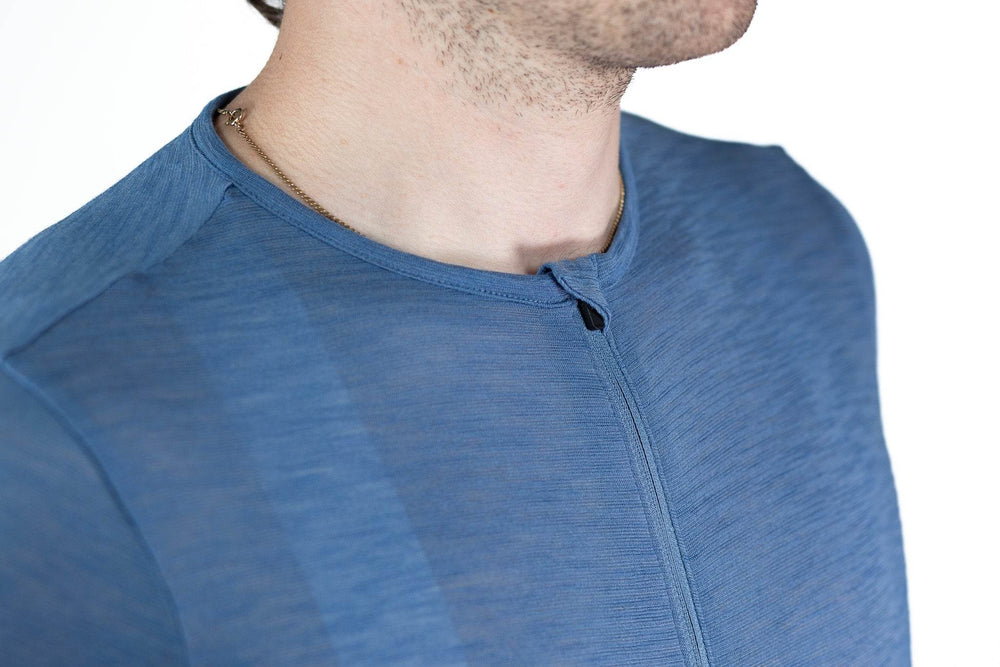 Summer Wool Short Sleeve Cycling Jersey - Faded Blue