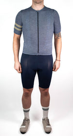 Summer Wool Short Sleeve Cycling Jersey - Steel Blue