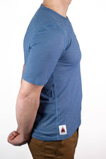 Summer Wool Short Sleeve Merino Wool Pocket Tee - Faded Blue