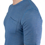 Summer Wool Short Sleeve Merino Wool Pocket Tee - Faded Blue