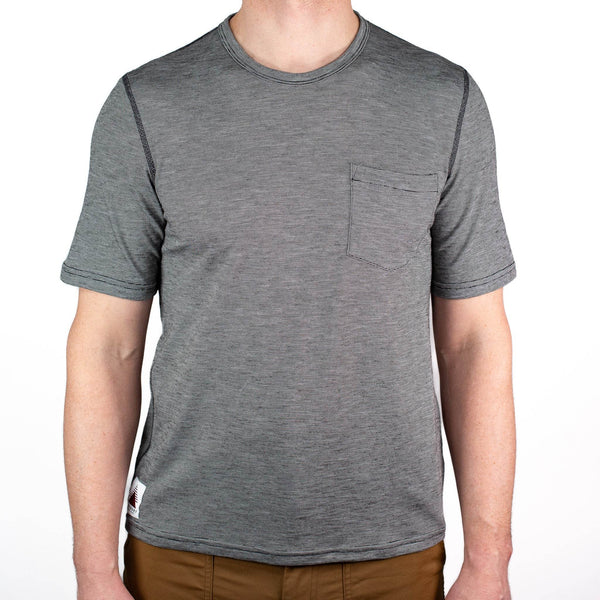 Summer Wool Short Sleeve Merino Wool Pocket Tee - Gray Stone