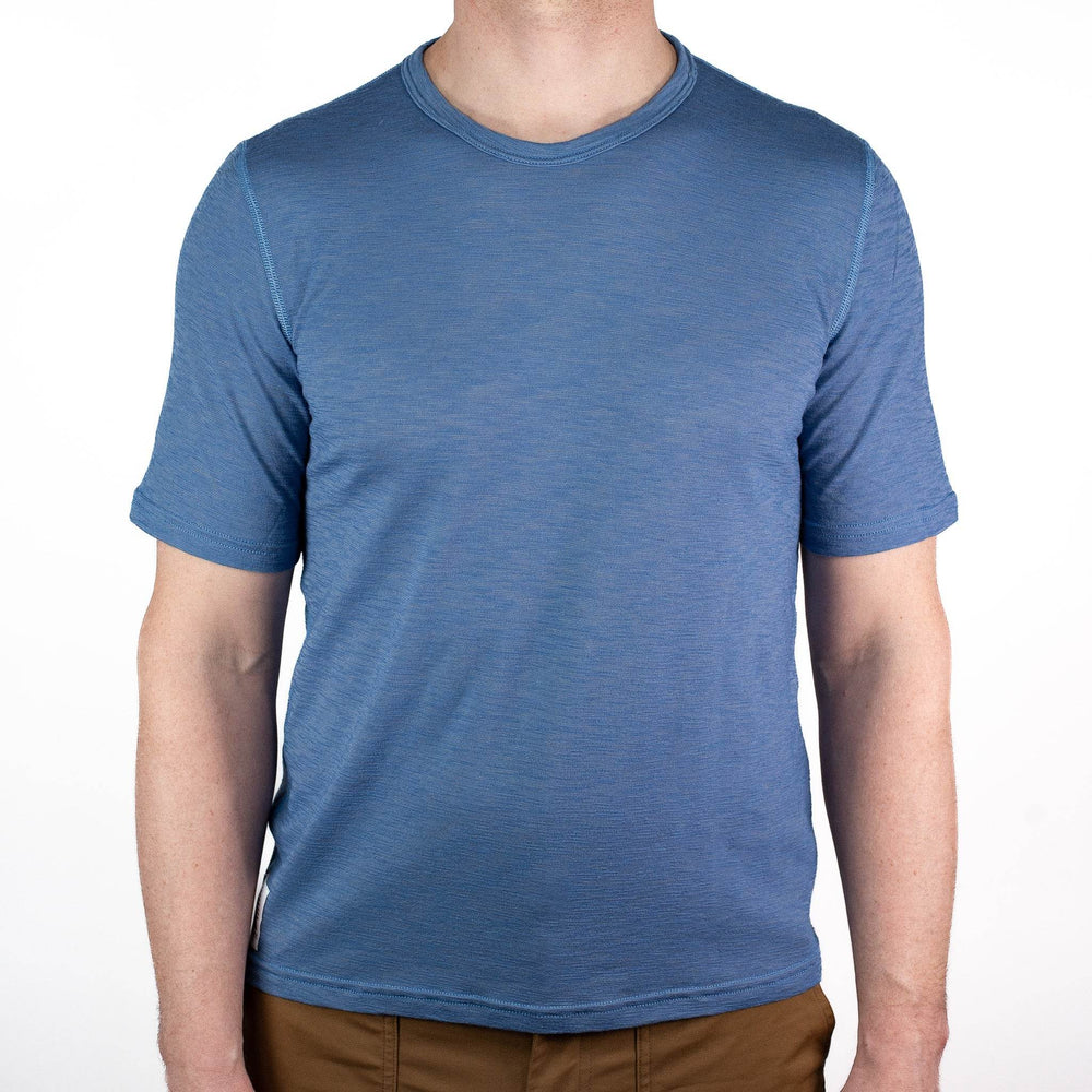 Summer Wool Short Sleeve Merino Wool Tee - Faded Blue