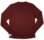 Every-Season Long Sleeve Merino Wool Pocket Tee - Brick Red