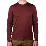 Every-Season Long Sleeve Merino Wool Pocket Tee - Brick Red
