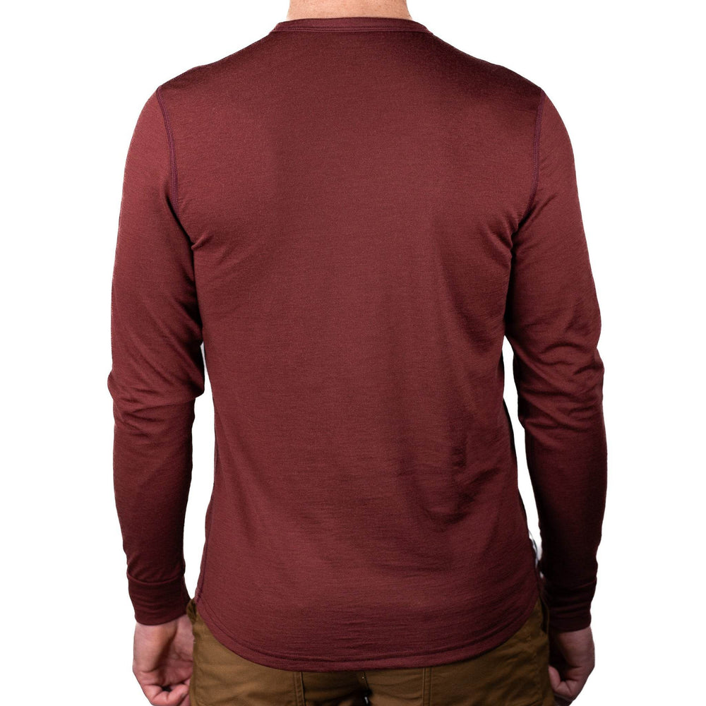 Every-Season Long Sleeve Merino Wool Pocket Tee - Brick Red
