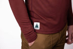 Every-Season Long Sleeve Merino Wool Pocket Tee - Brick Red