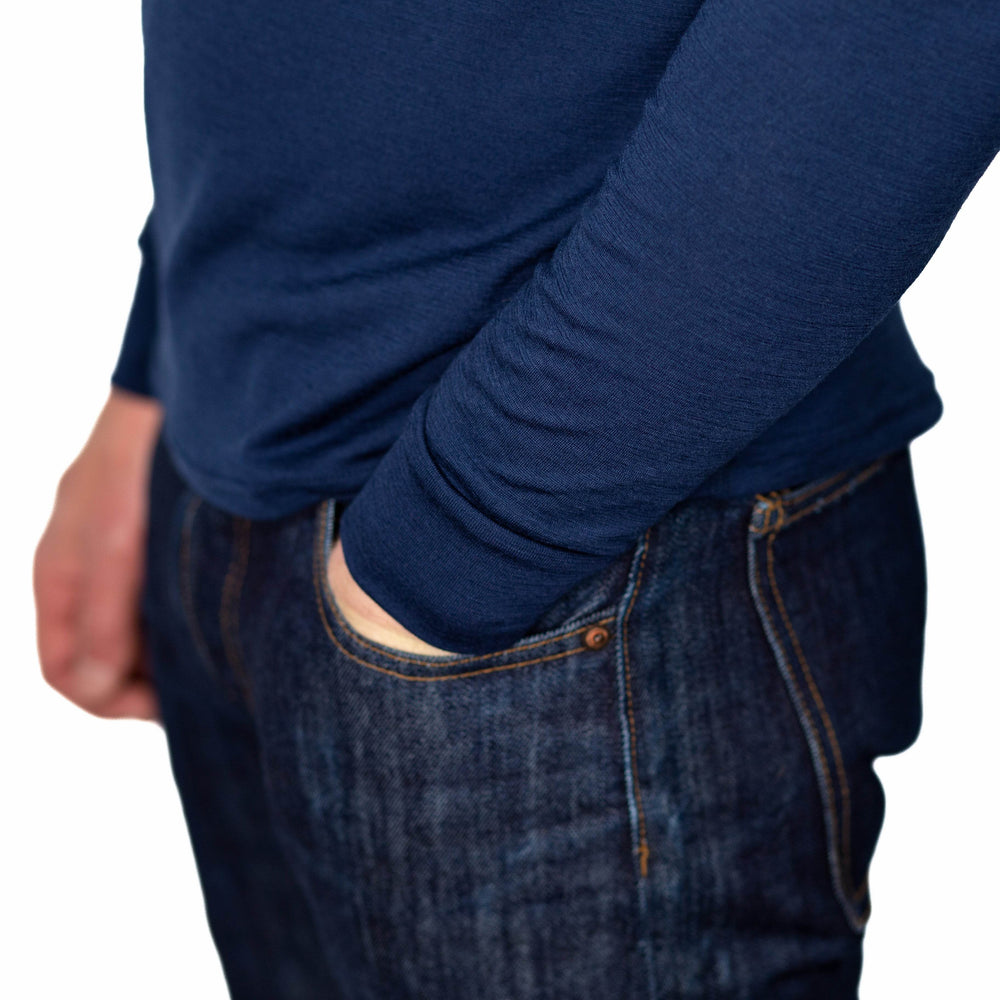 Every-Season Long Sleeve Merino Wool Tee - Atlantic Blue