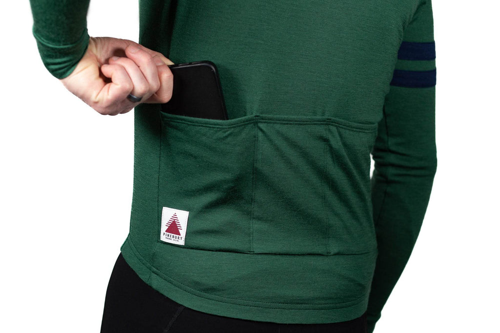 Every-Season Long Sleeve Merino Wool Cycling Jersey - Pine