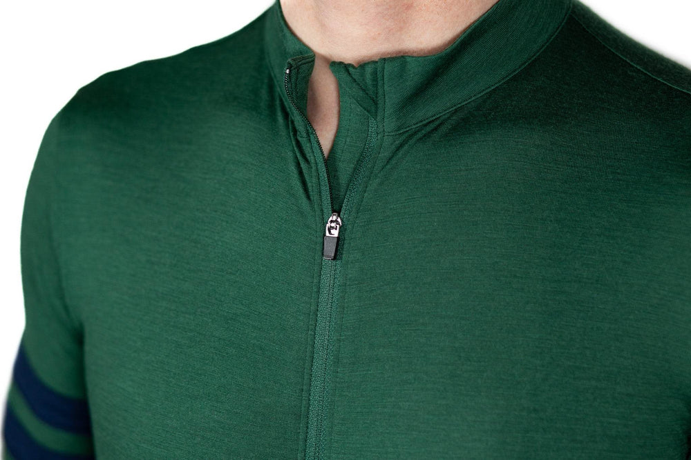 Every-Season Long Sleeve Merino Wool Cycling Jersey - Pine