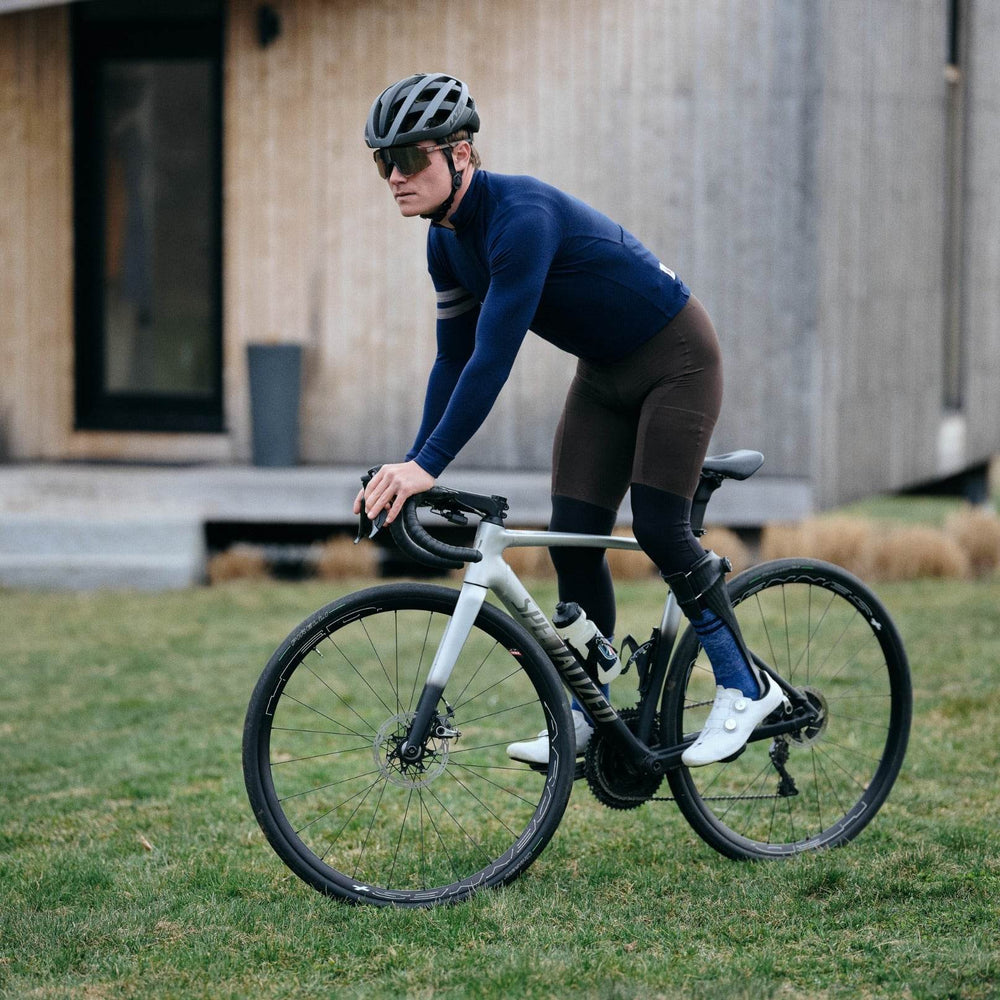 Every-Season Long Sleeve Merino Wool Cycling Jersey - Atlantic Blue