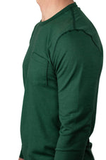Every-Season Long Sleeve Merino Wool Pocket Tee - Pine