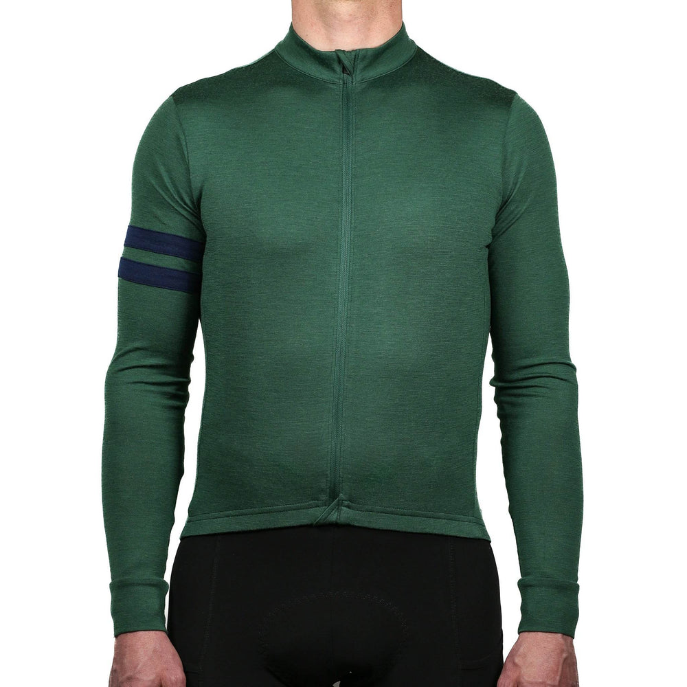 Every-Season Long Sleeve Merino Wool Cycling Jersey - Pine