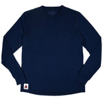 Every-Season Long Sleeve Merino Wool Pocket Tee - Atlantic Blue