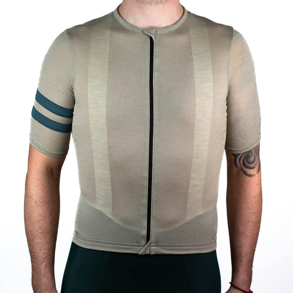 Summer Wool Short Sleeve Cycling Jersey - Khaki