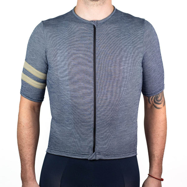 Summer Wool Short Sleeve Cycling Jersey - Steel Blue