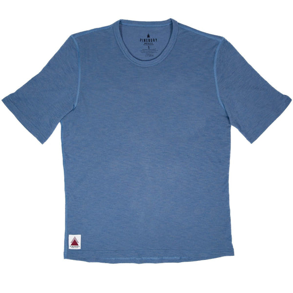 Summer Wool Short Sleeve Merino Wool Tee - Faded Blue
